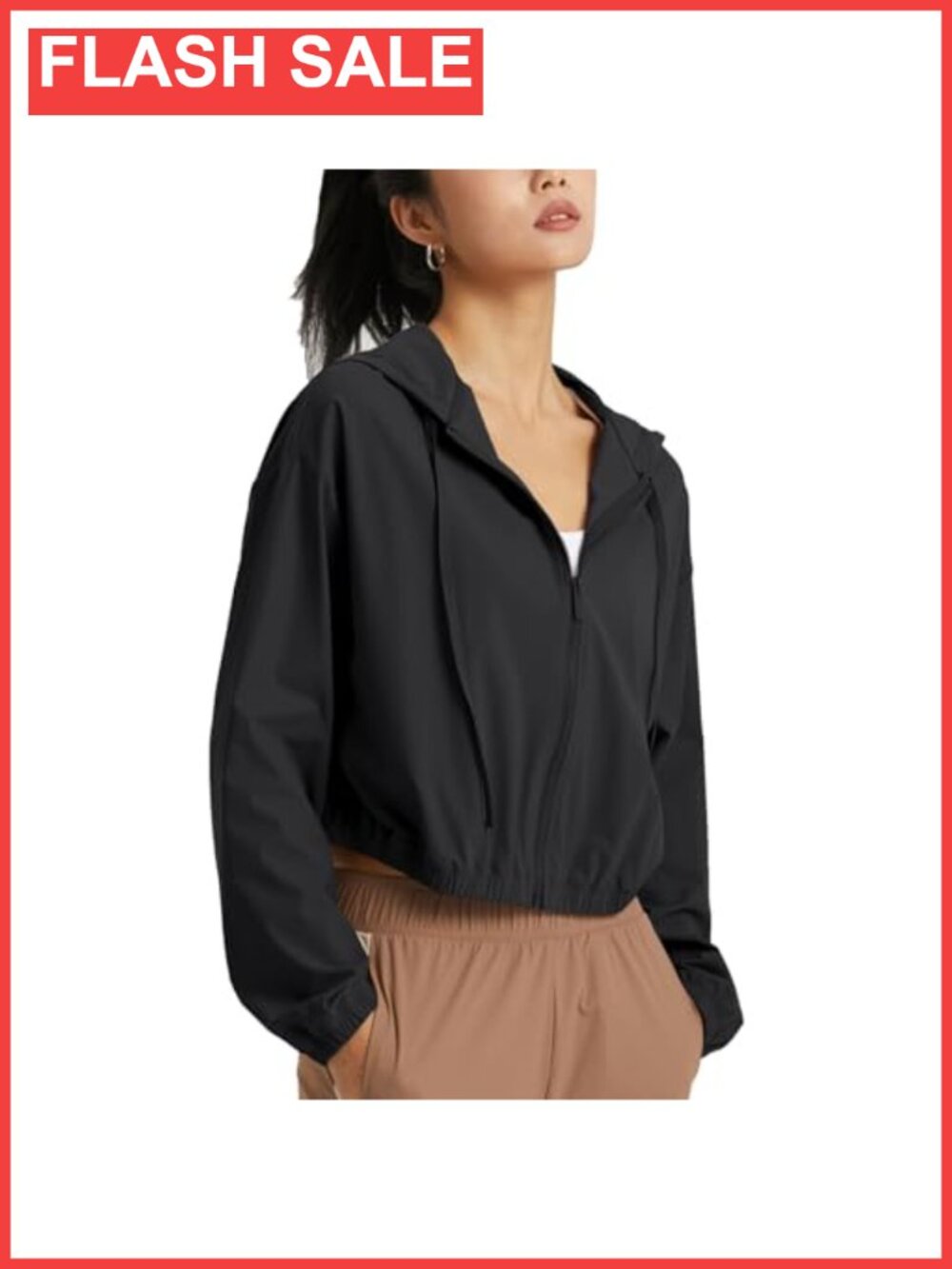 Women's UPF 50+ Sun Protection Cropped Zip Up Hoodie Athletic Jacket